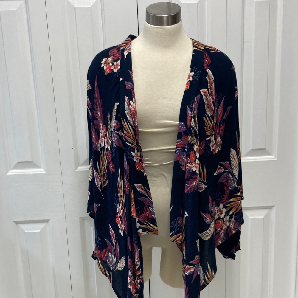 Floral Open Front Kimono flower shirt open top